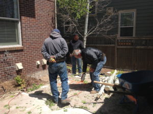 Marking the foundation.