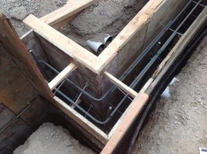Rebar is tied.