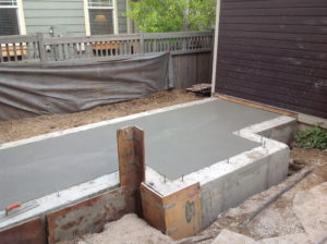 Slab poured after footers have cured.